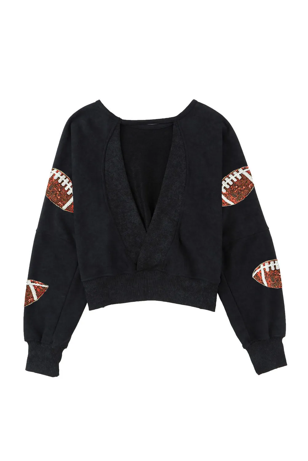 👀 Sequin Football Patch Open Back Sweatshirt: Where Sparkle Meets Sporty 🔥