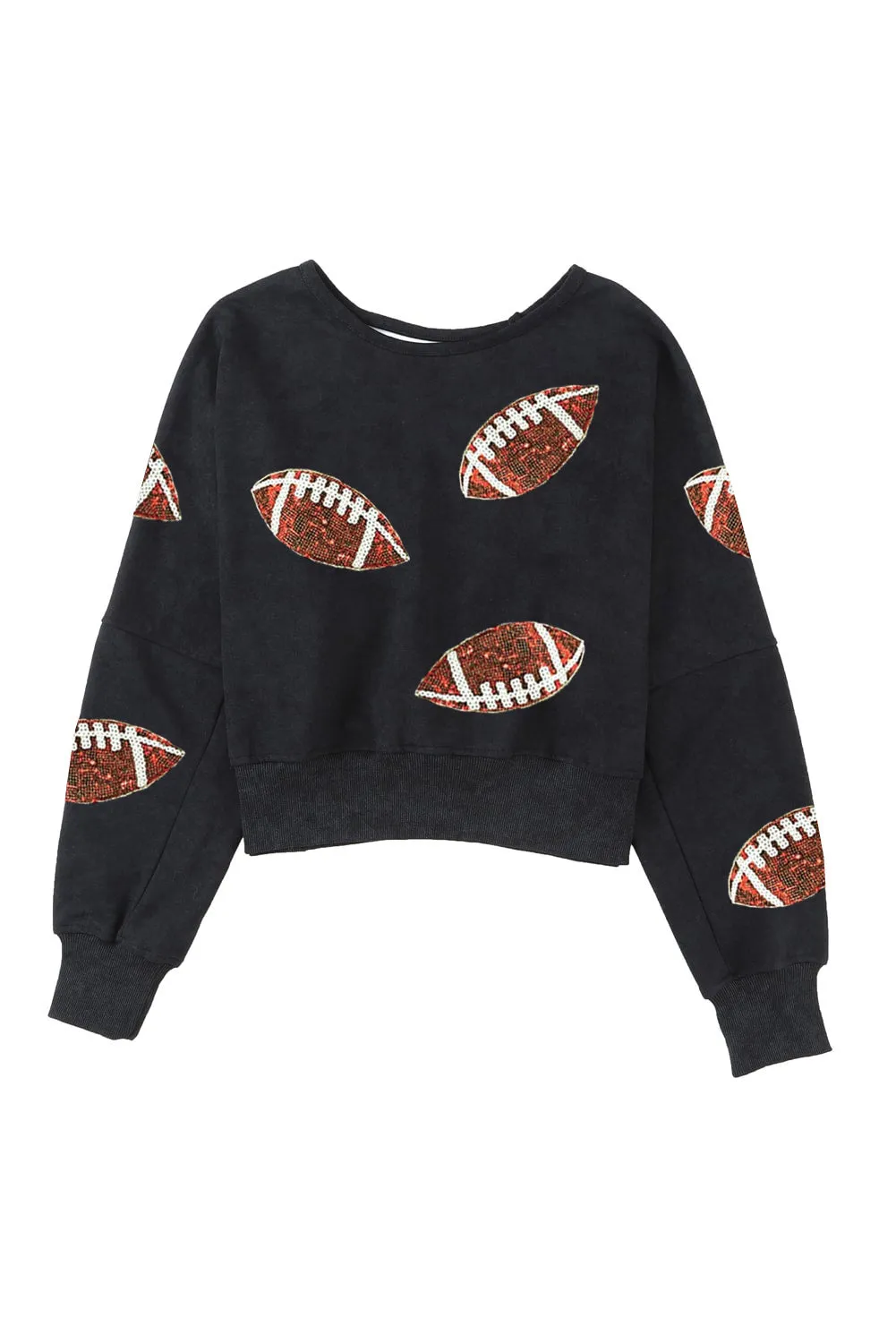 👀 Sequin Football Patch Open Back Sweatshirt: Where Sparkle Meets Sporty 🔥