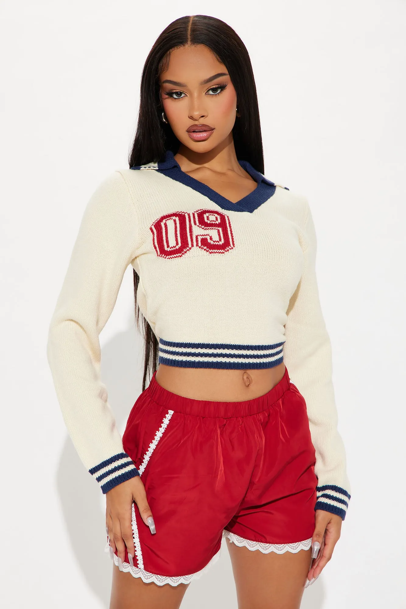 09 Varsity Polo Sweater - Ivory/combo