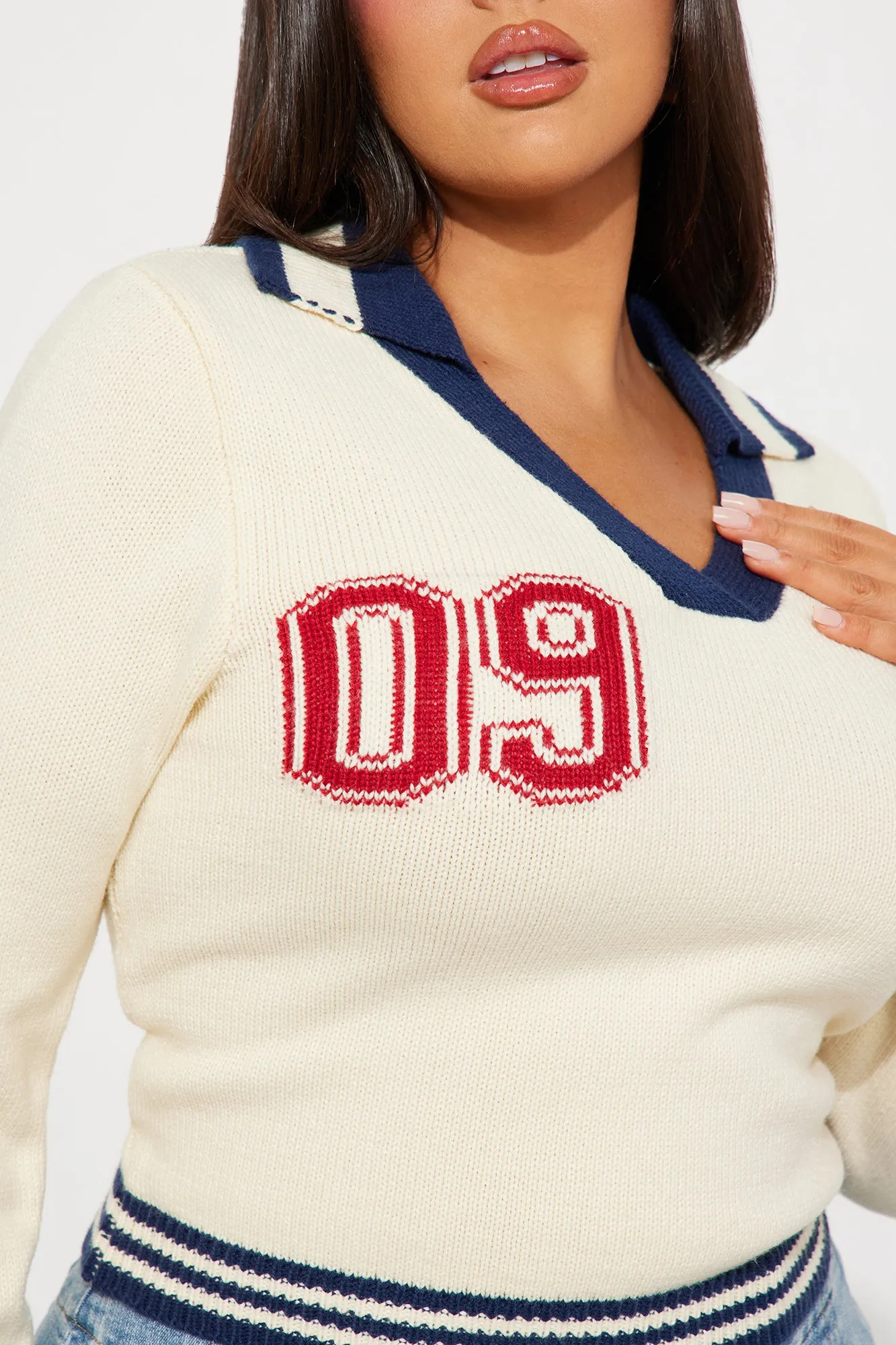 09 Varsity Polo Sweater - Ivory/combo