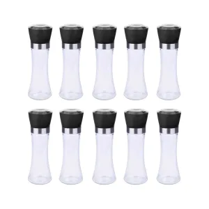 10x 180ml Glass Salt or Pepper Grinder 18cm - Adjustable Ceramic Core Tall Mill