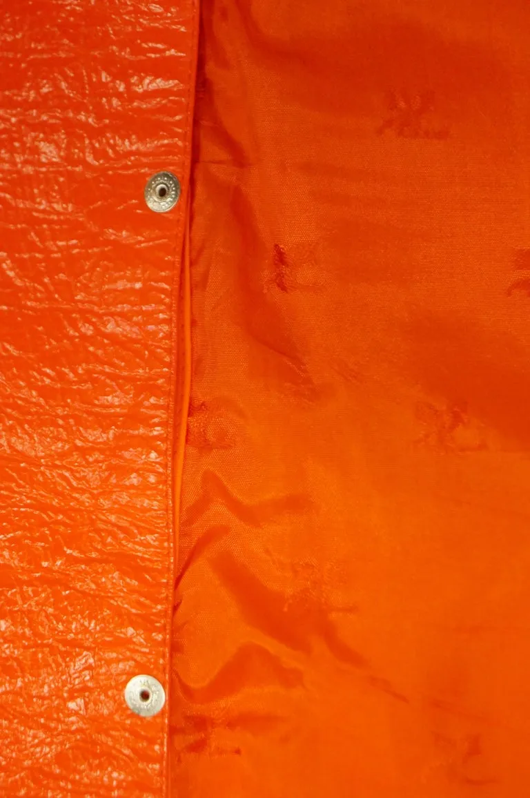 1972 André Courrèges Safety Orange Vinyl Mod Coat