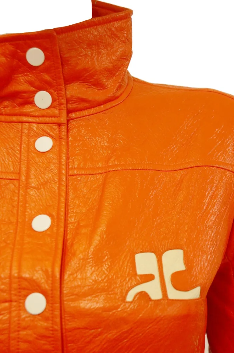 1972 André Courrèges Safety Orange Vinyl Mod Coat