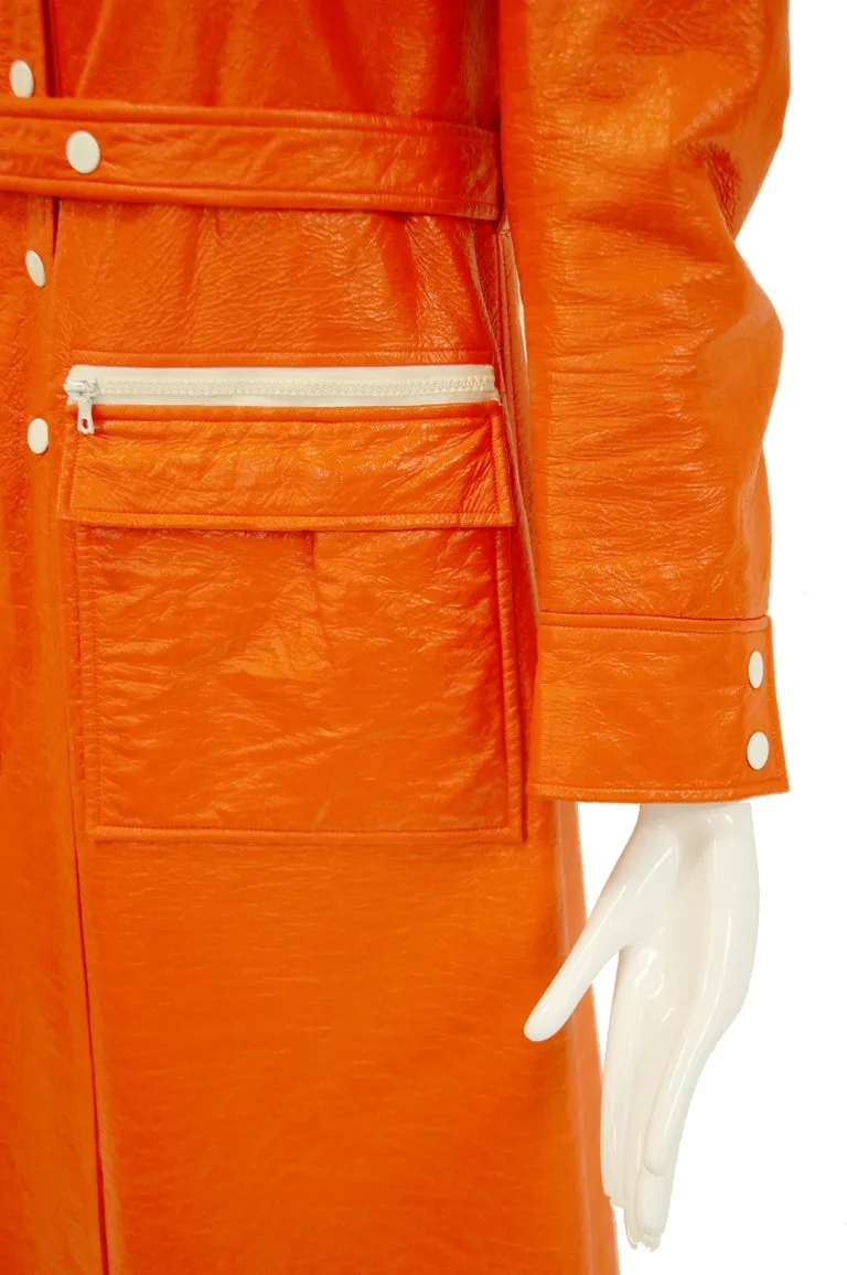 1972 André Courrèges Safety Orange Vinyl Mod Coat