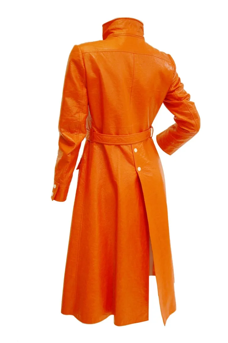 1972 André Courrèges Safety Orange Vinyl Mod Coat