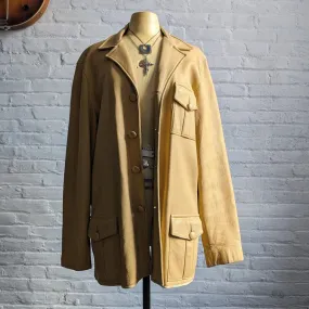 70s Vintage Western Buckskin Leather Jacket Minimalist Rugged Cowboy Chore Coat