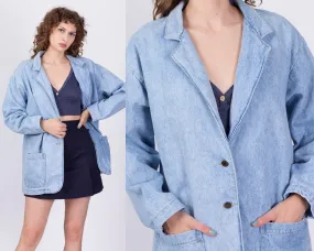 80s Light Wash Denim Chore Coat - Large