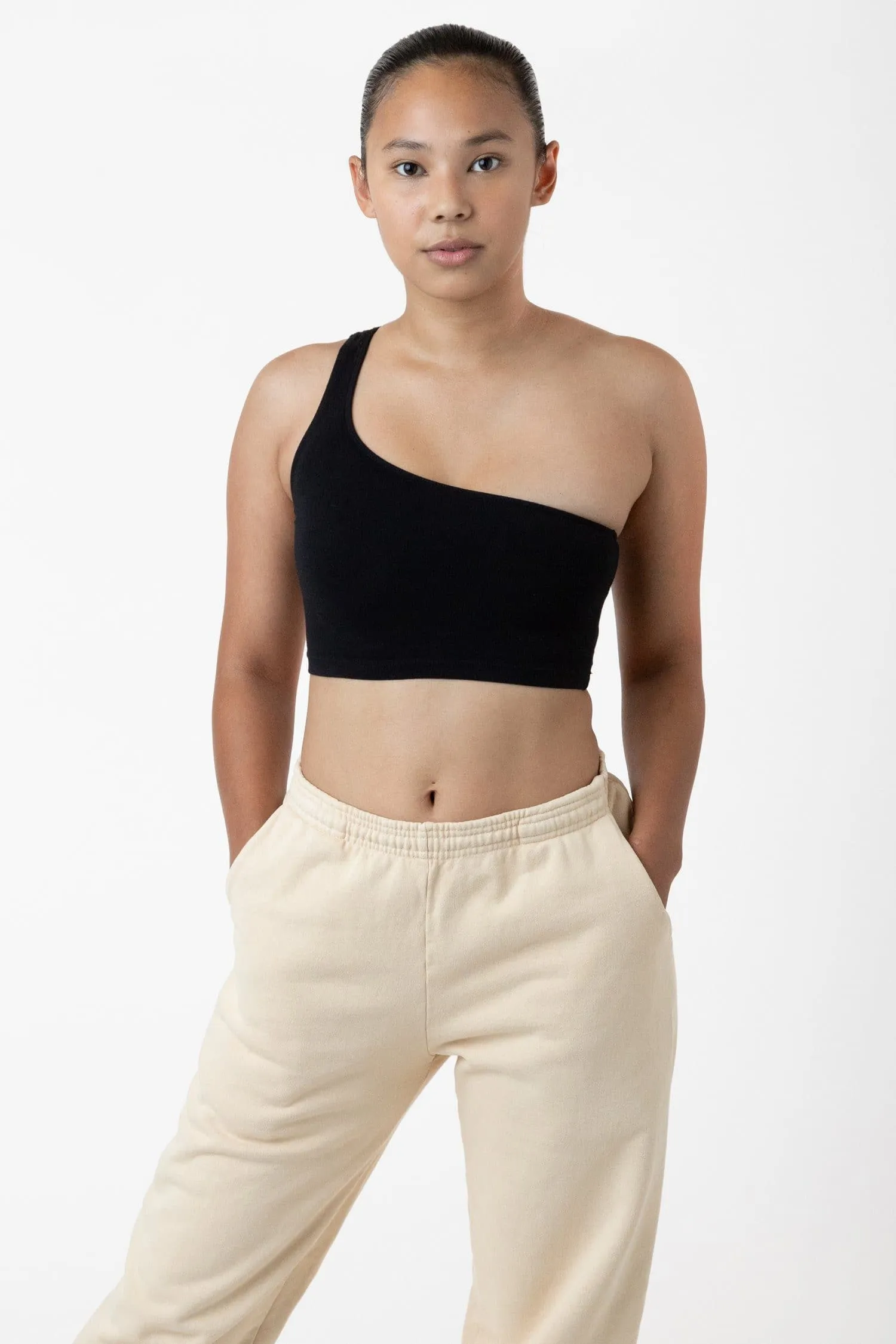 8389GD - Garment Dye One Shoulder Crop Top