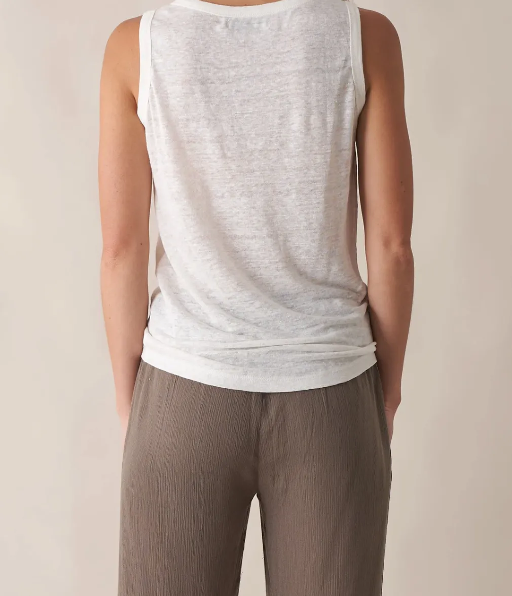 Aceline Linen Jersey Tank (Ivory)