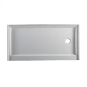 Acrylic 60"L X 30"W X 5.5"H Right Drain Showerbase in White