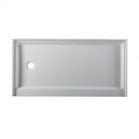 Acrylic 60"L X 32"W X 5.5"H Left Drain Showerbase in White