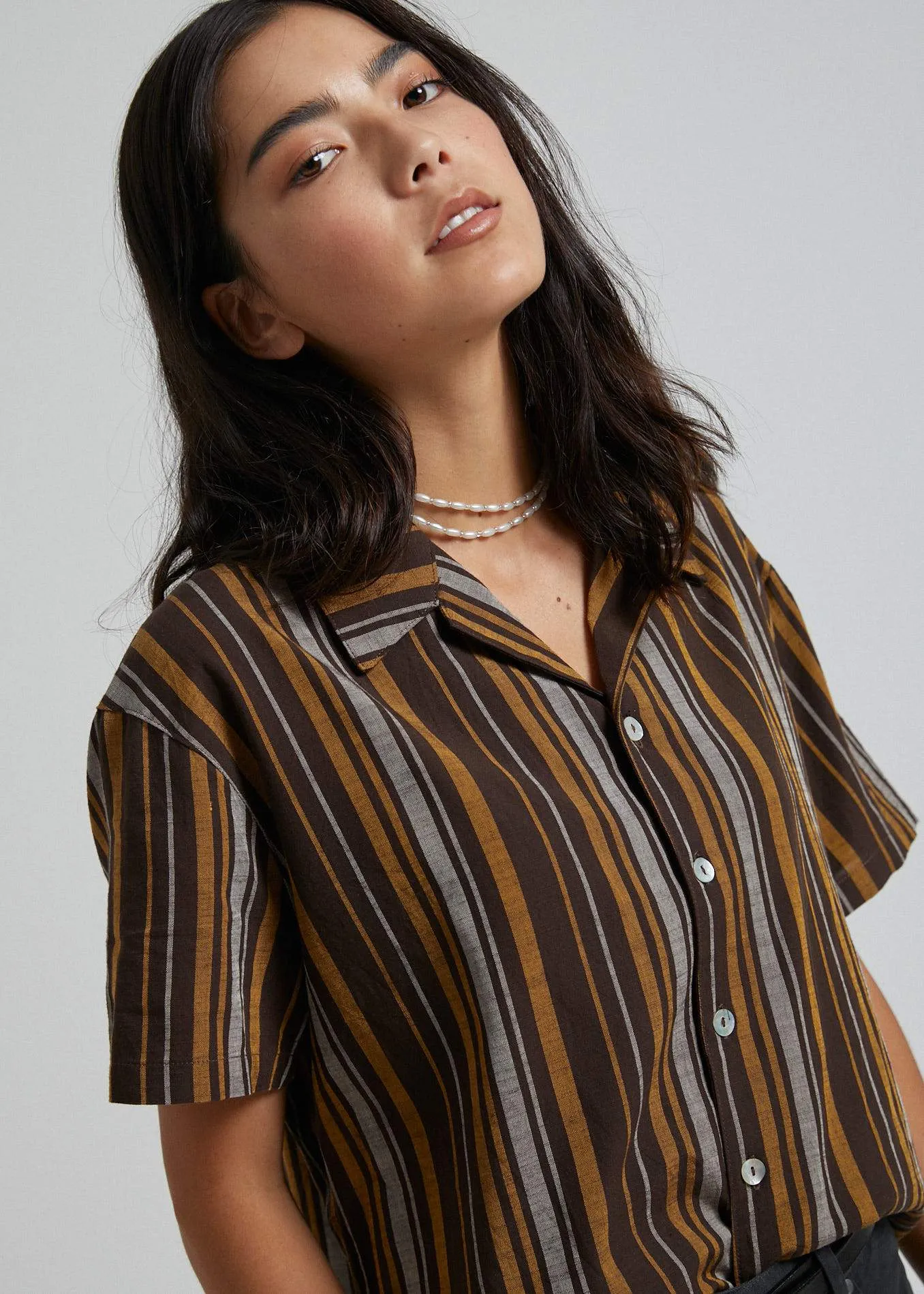 Afends Womens Motel - Short Sleeve Shirt - Bracken