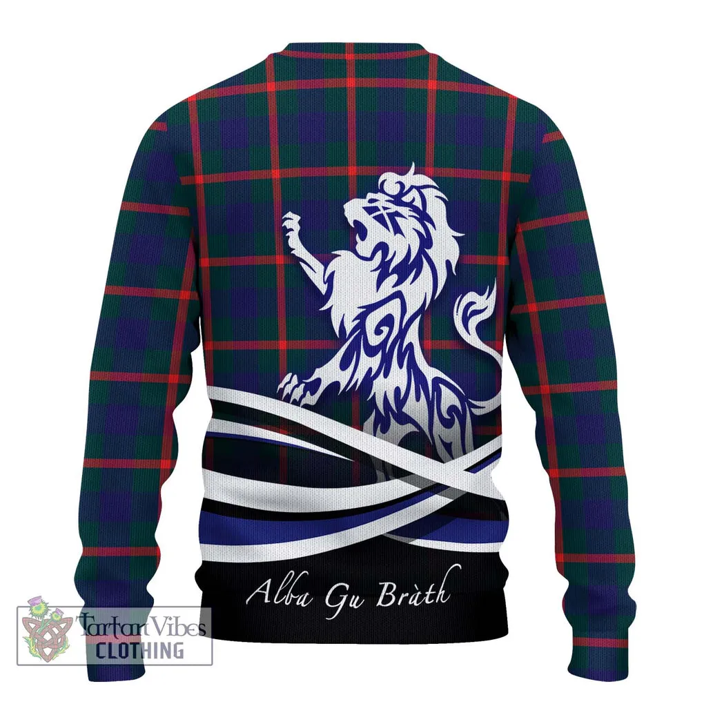 Agnew Tartan Ugly Sweater with Alba Gu Brath Regal Lion Emblem