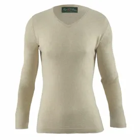 Alan Paine Ladies Geelong Lambswool V Neck Jumper - Ivory Size 16