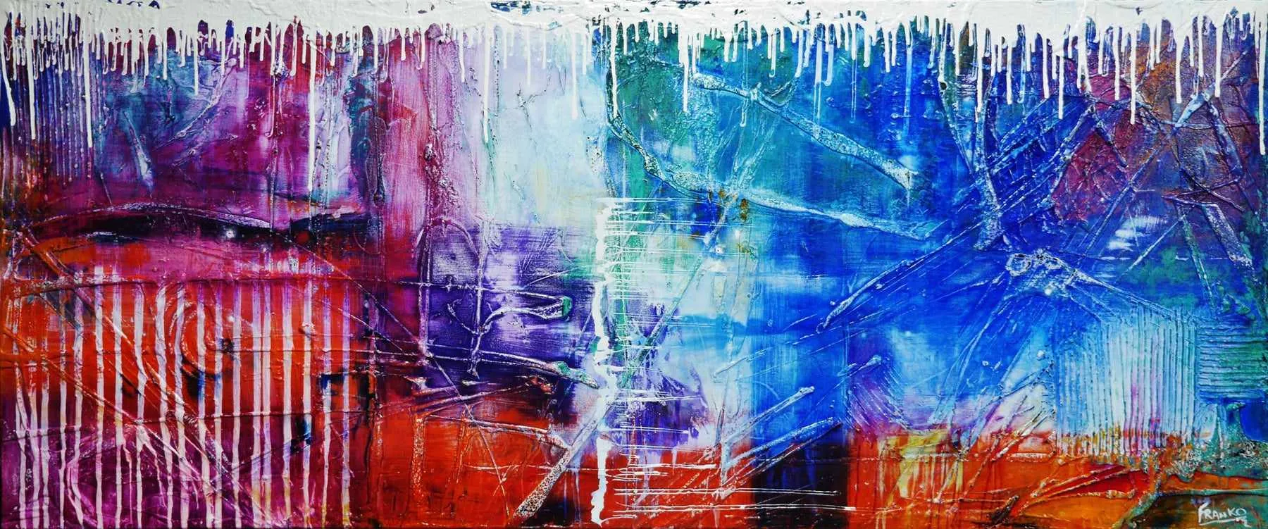 All That Grunge 240cm x 100cm Colourful Textured Abstract Painting (SOLD)