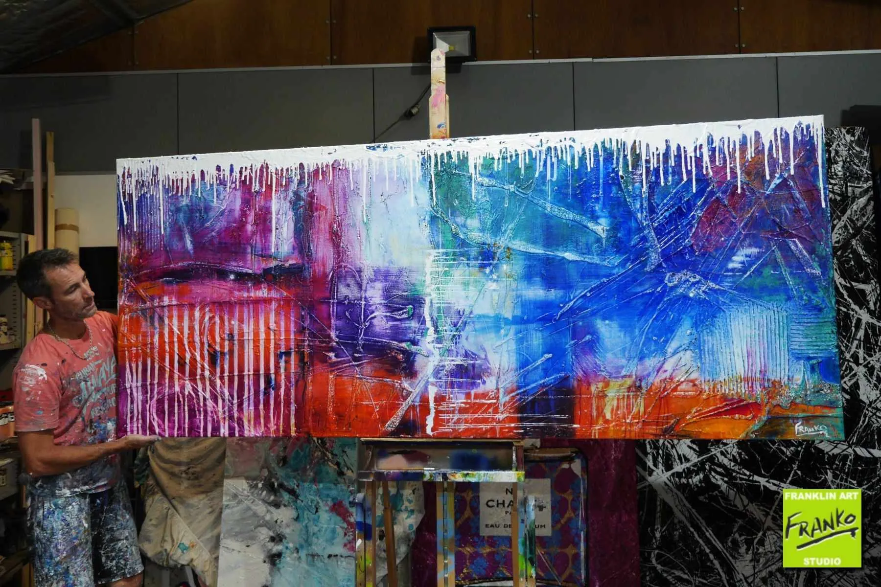 All That Grunge 240cm x 100cm Colourful Textured Abstract Painting (SOLD)