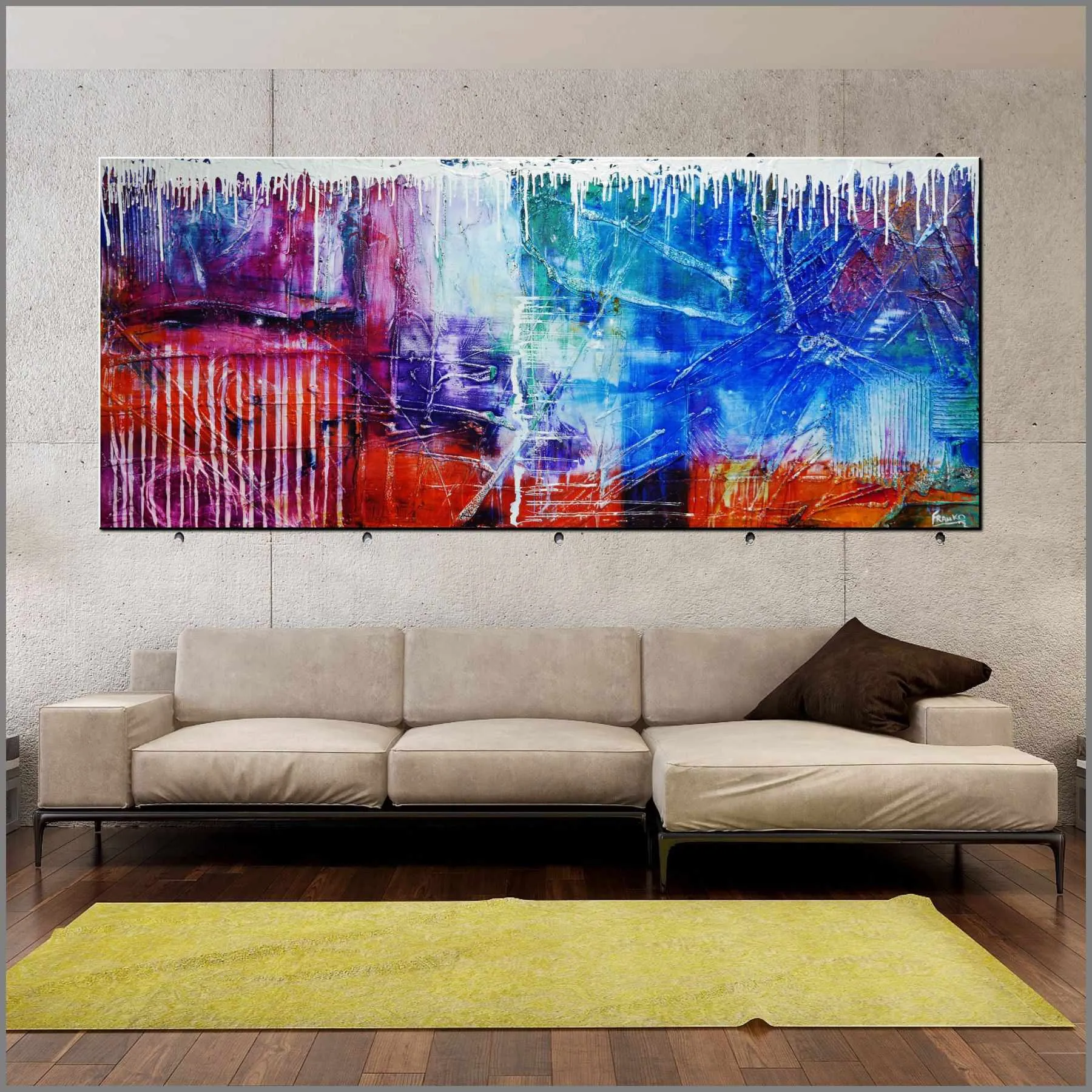 All That Grunge 240cm x 100cm Colourful Textured Abstract Painting (SOLD)