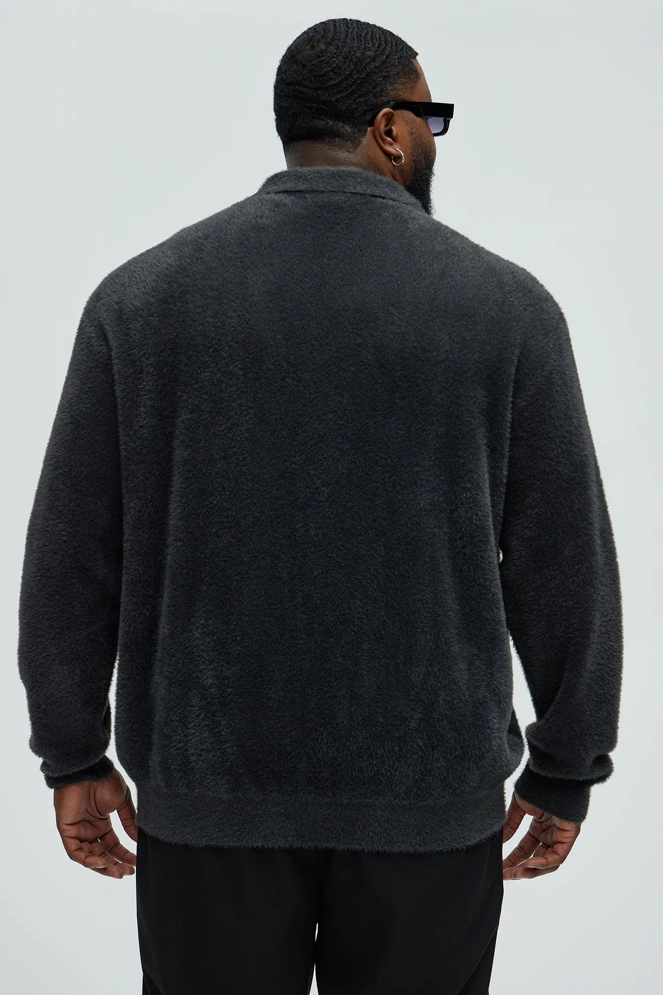 Amusing Sweater Knit Polo - Charcoal