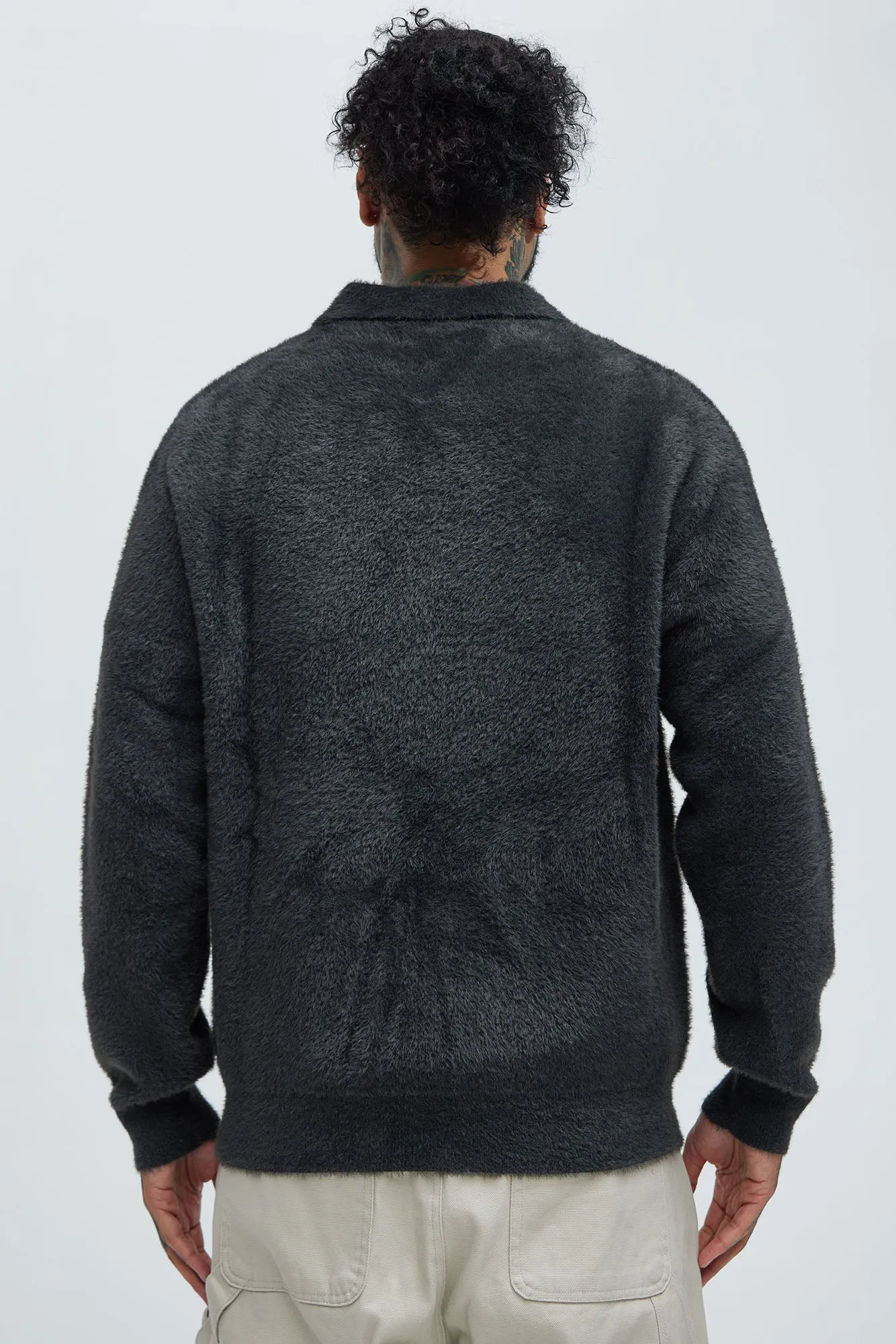 Amusing Sweater Knit Polo - Charcoal