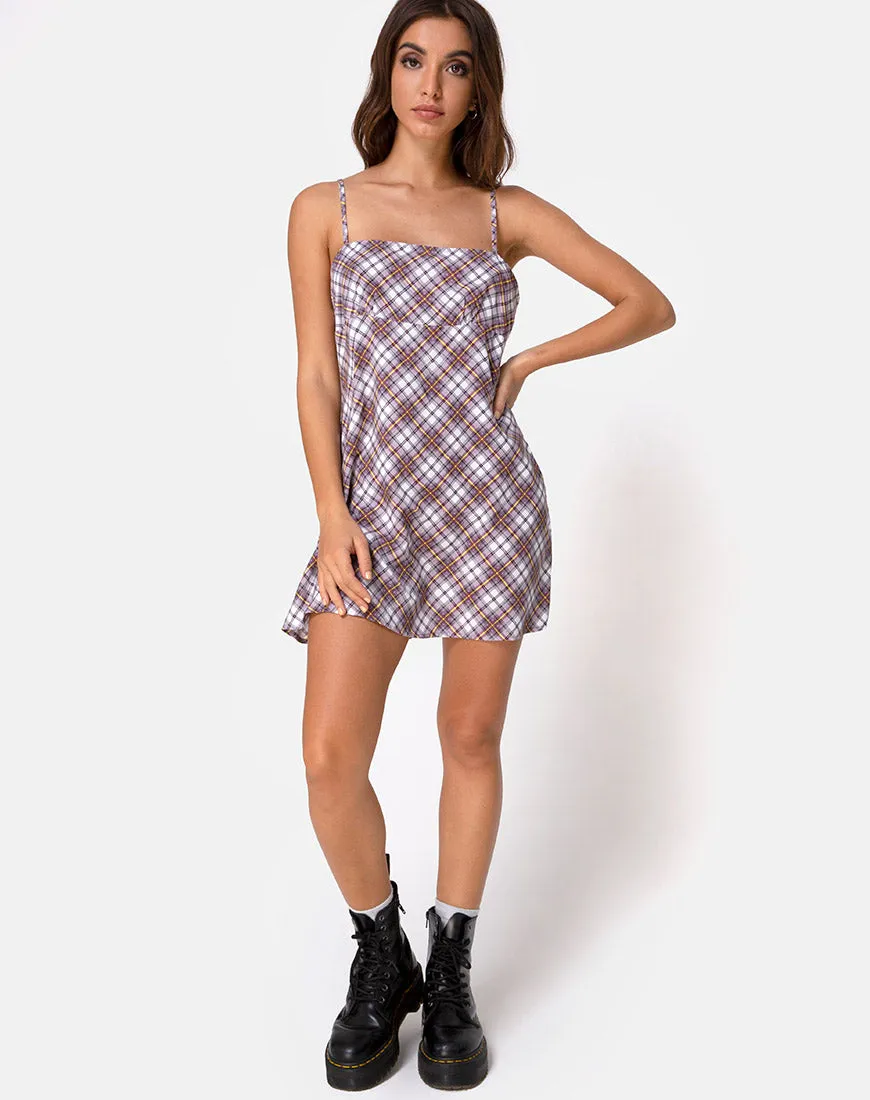 Andin Slip Dress in Grunge Check Purple