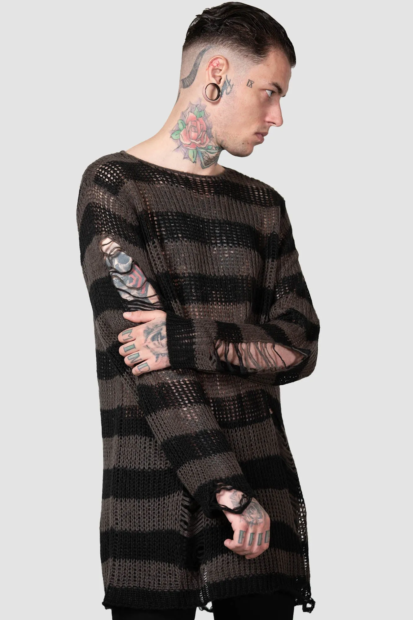 Ash Distress Knit Sweater [B]