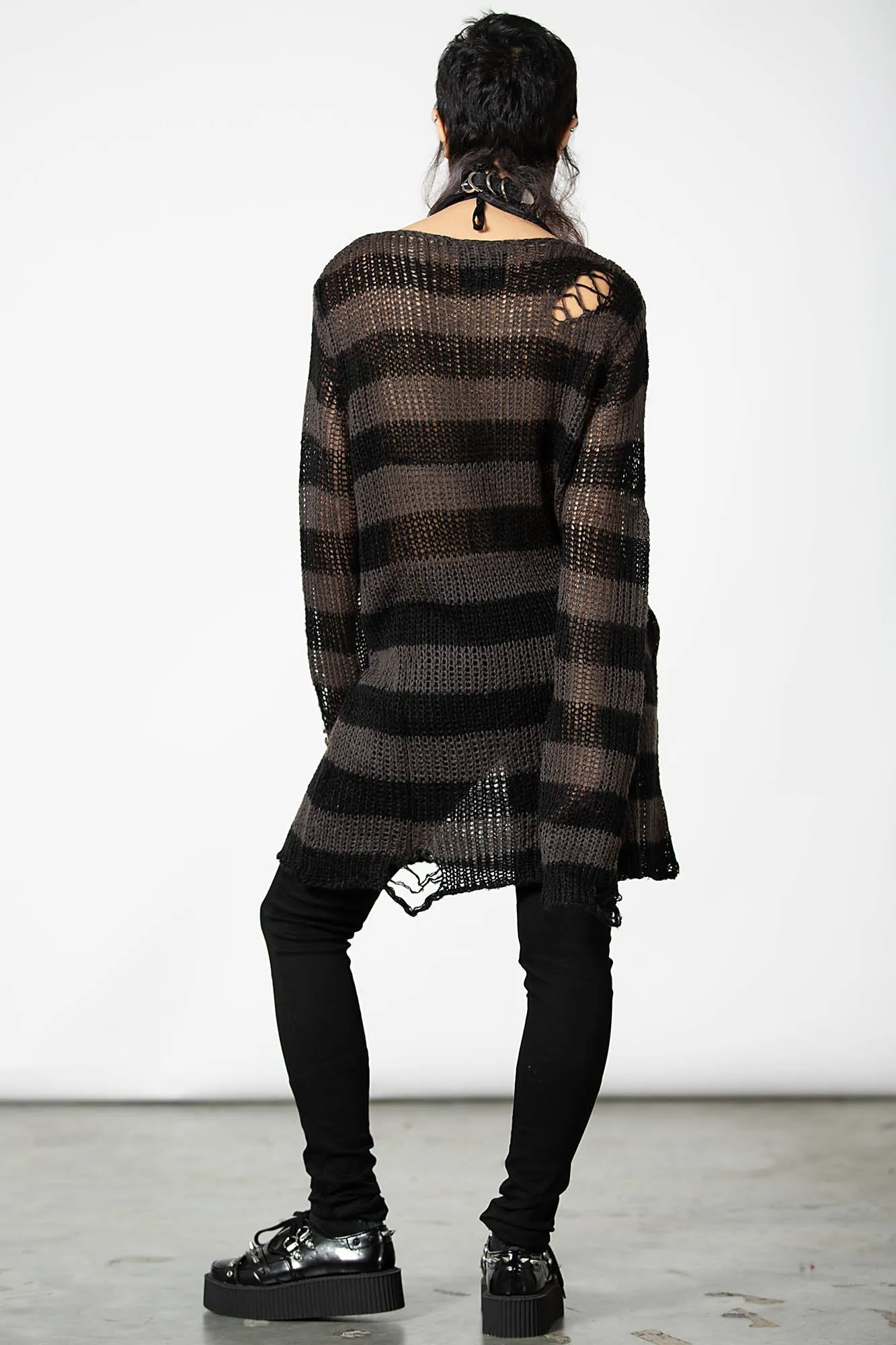 Ash Distress Knit Sweater [B]