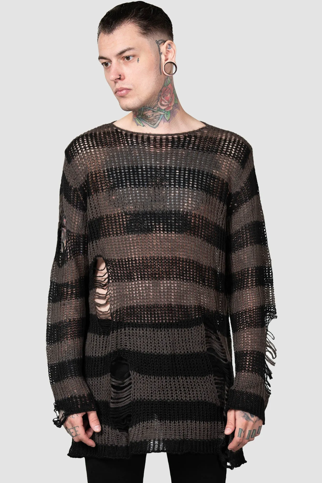 Ash Distress Knit Sweater [B]