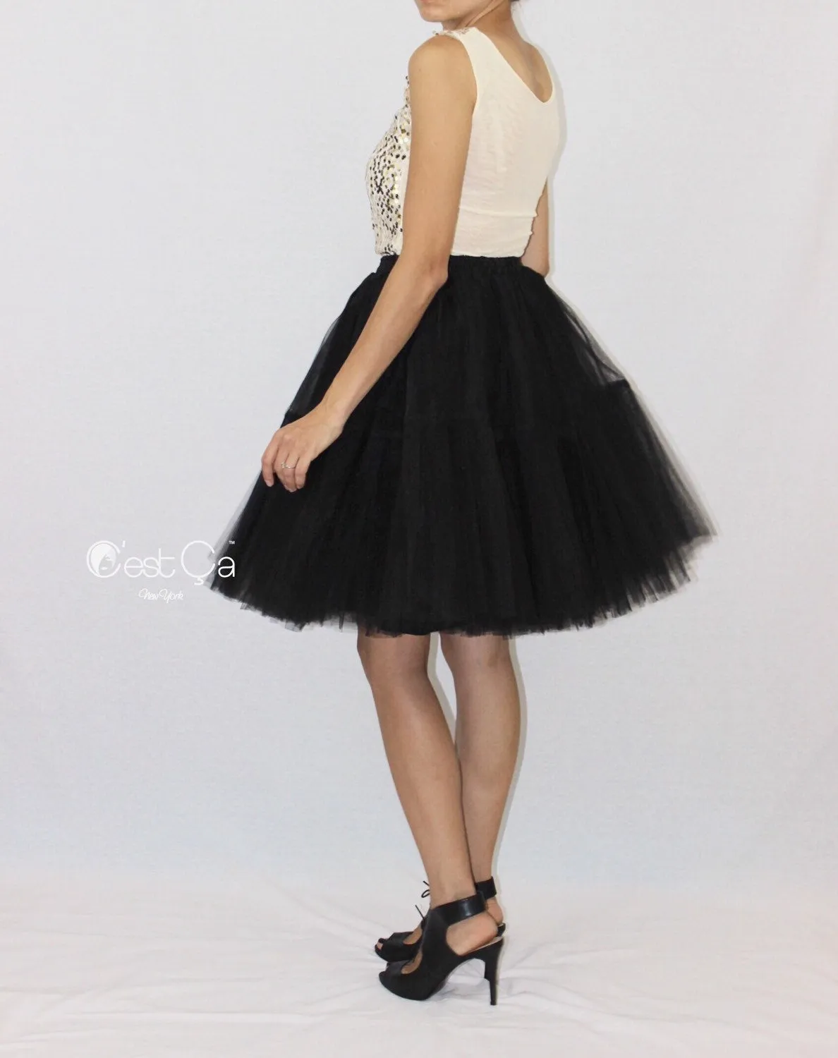 Beatrice Black Tulle Skirt - Midi