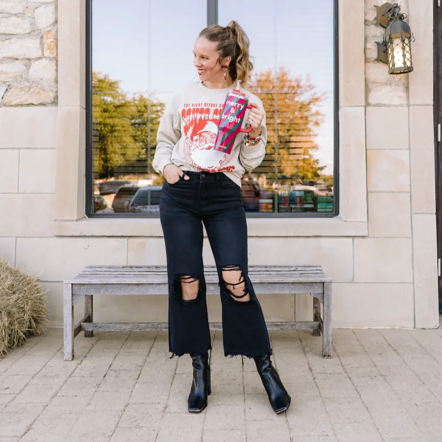 Billie 90's Distressed Vintage Crop Jeans in Black