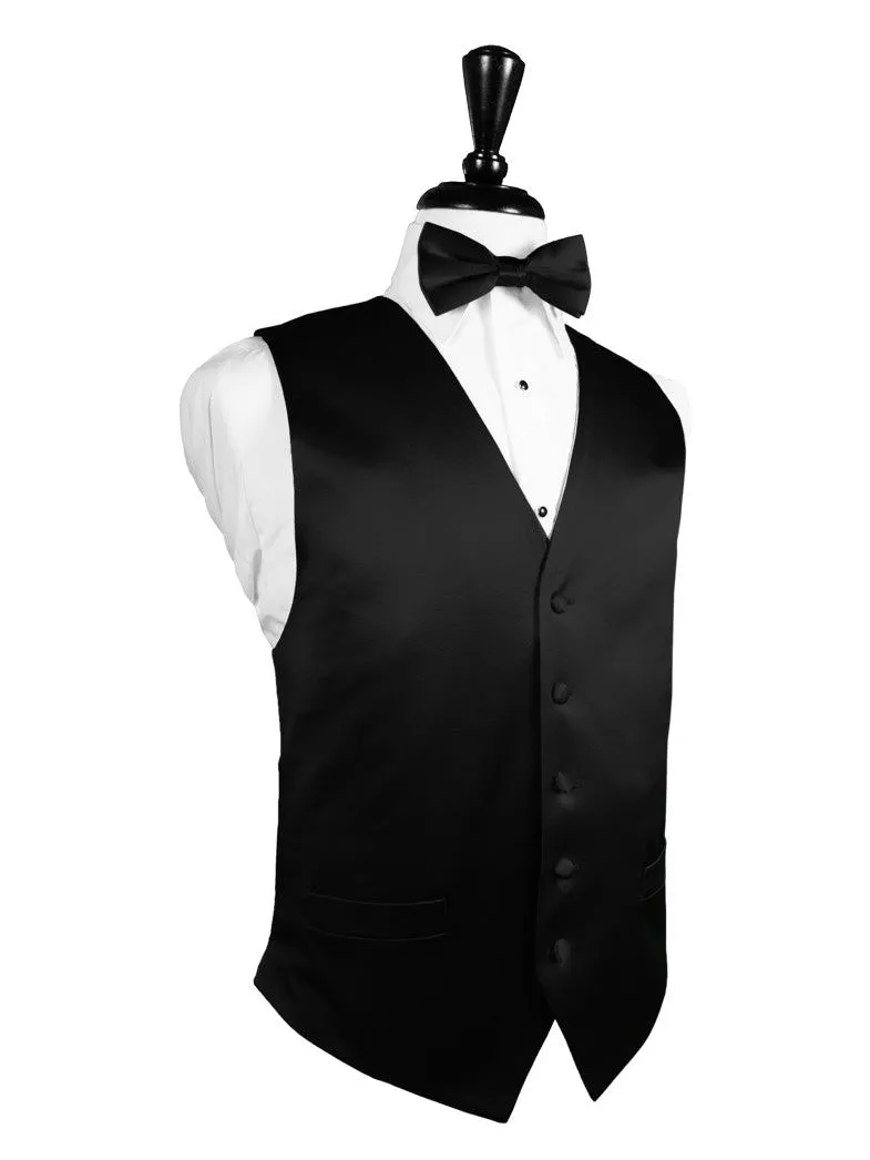 Black Noble Silk Full Back Tuxedo Vest and Tie Set by Cardi