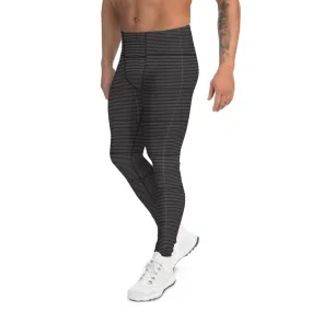 Black Striped Modern Men's Leggings, Monochrome Classic Meggings Tights For Men-Made in USA/EU