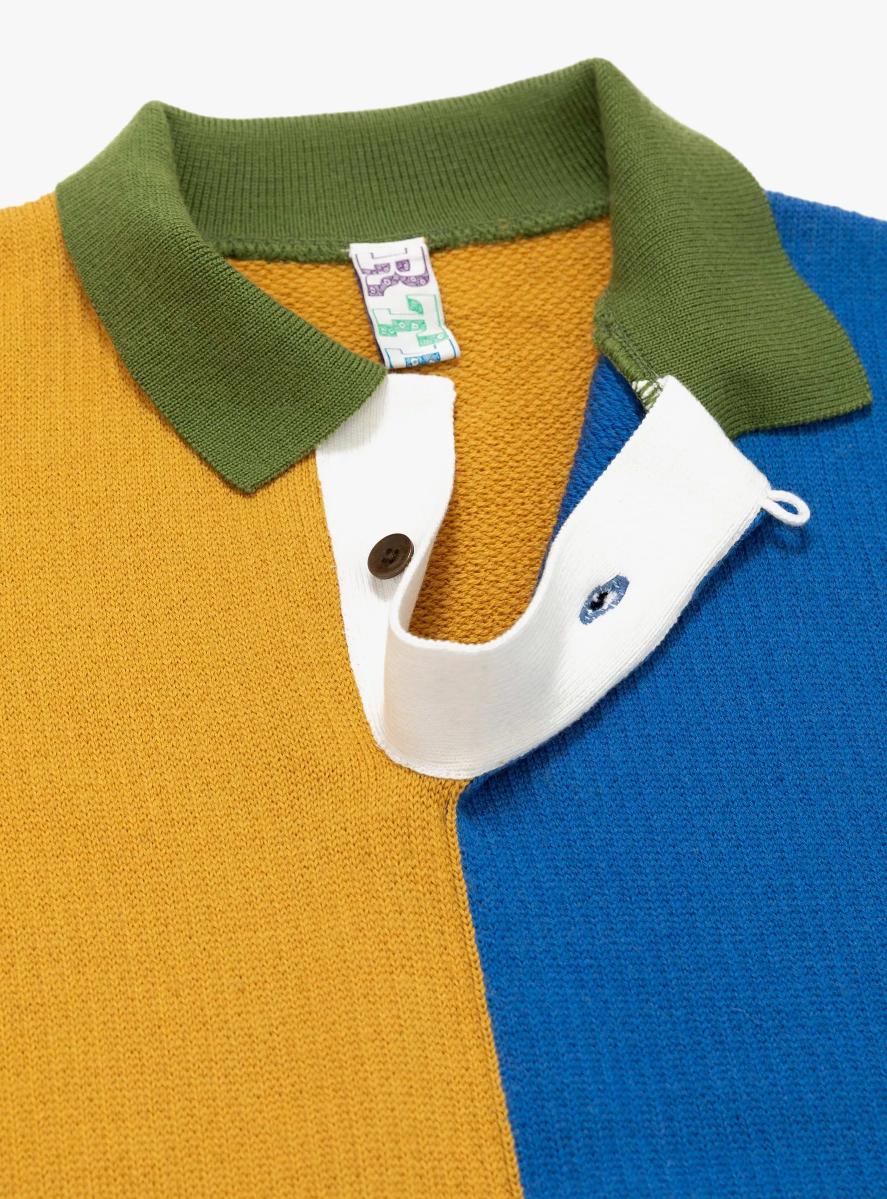 Block Polo Sweater Amber & Blue