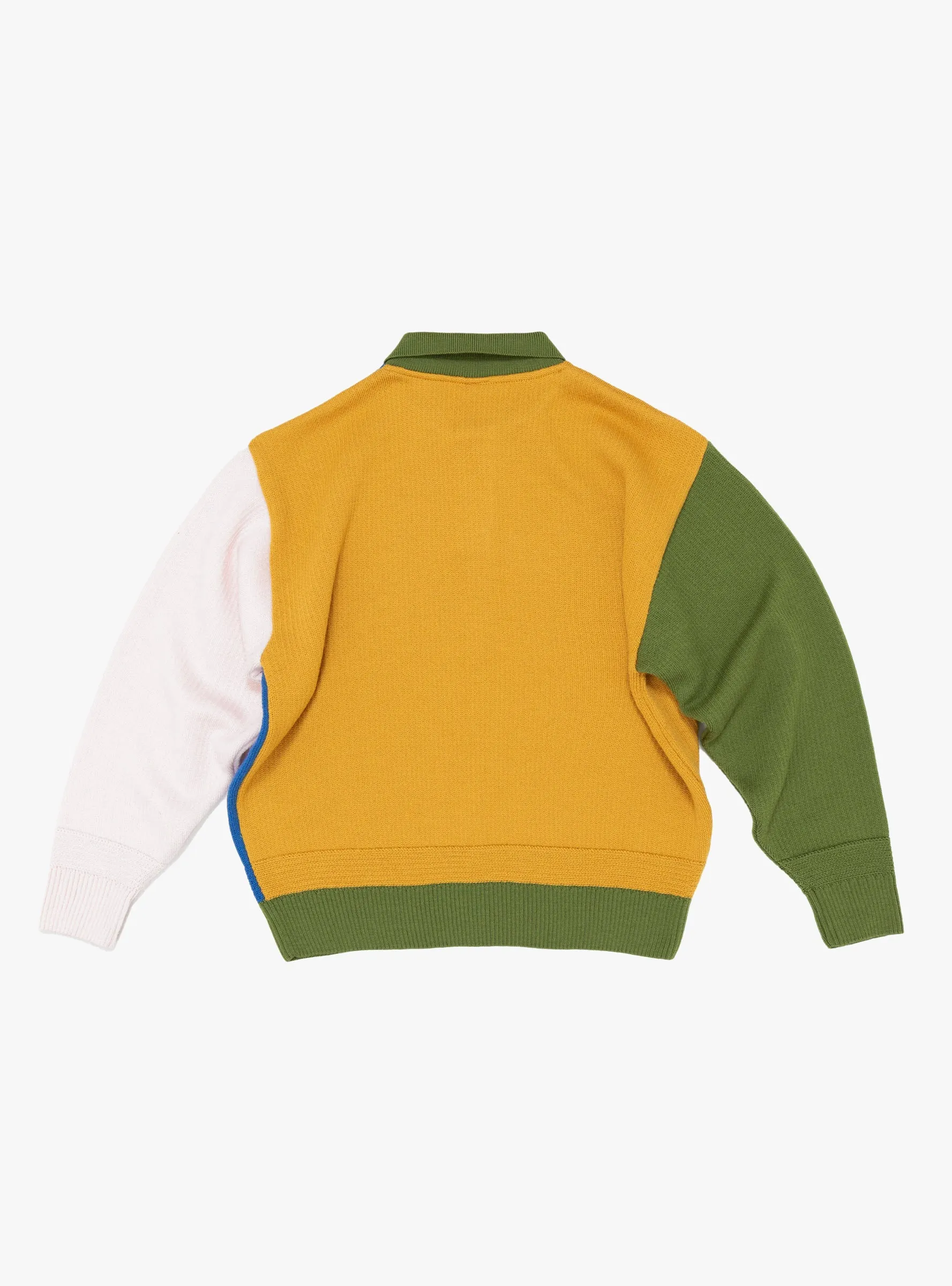 Block Polo Sweater Amber & Blue