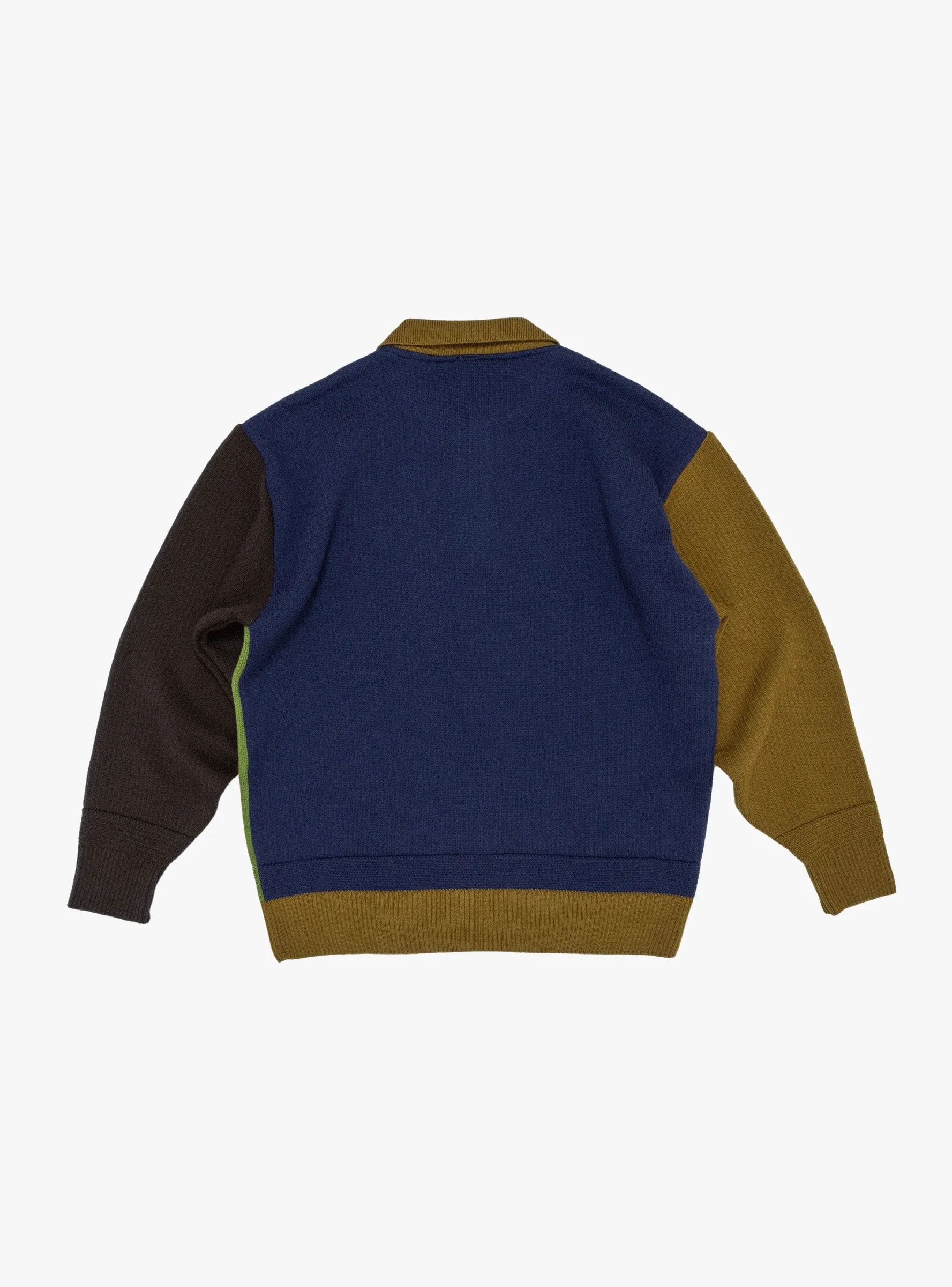 Block Polo Sweater Indigo & Green