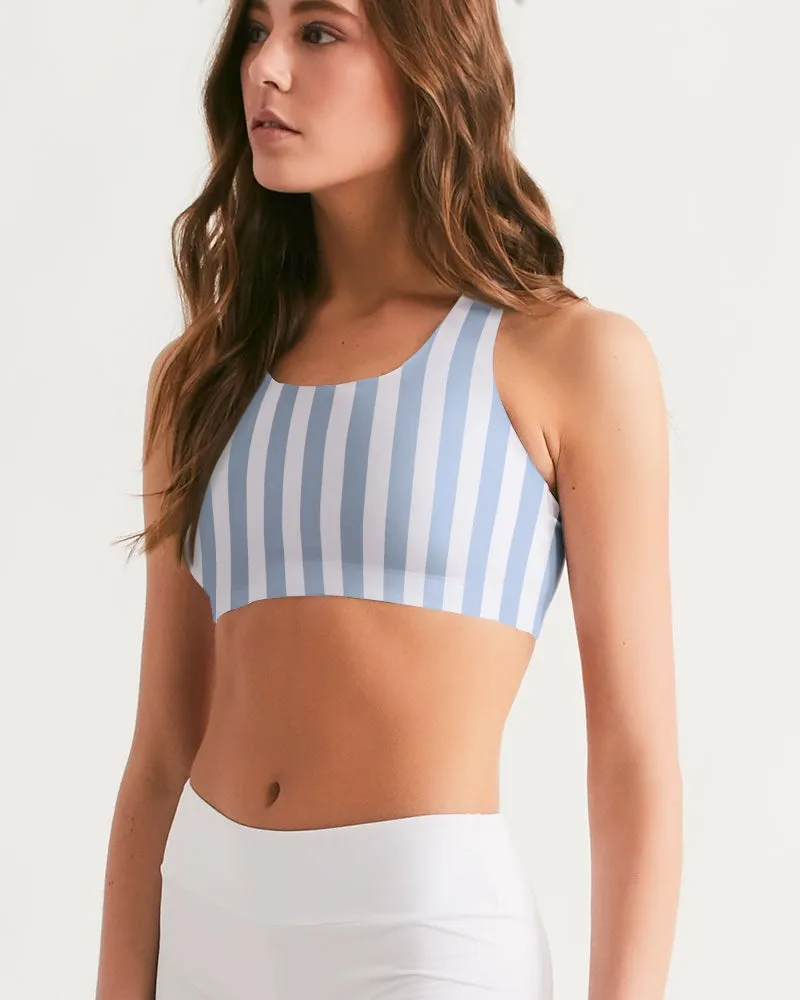 Blue Deck Stripe Feminine Seamless Sports Bra