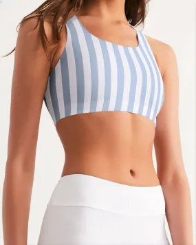 Blue Deck Stripe Feminine Seamless Sports Bra