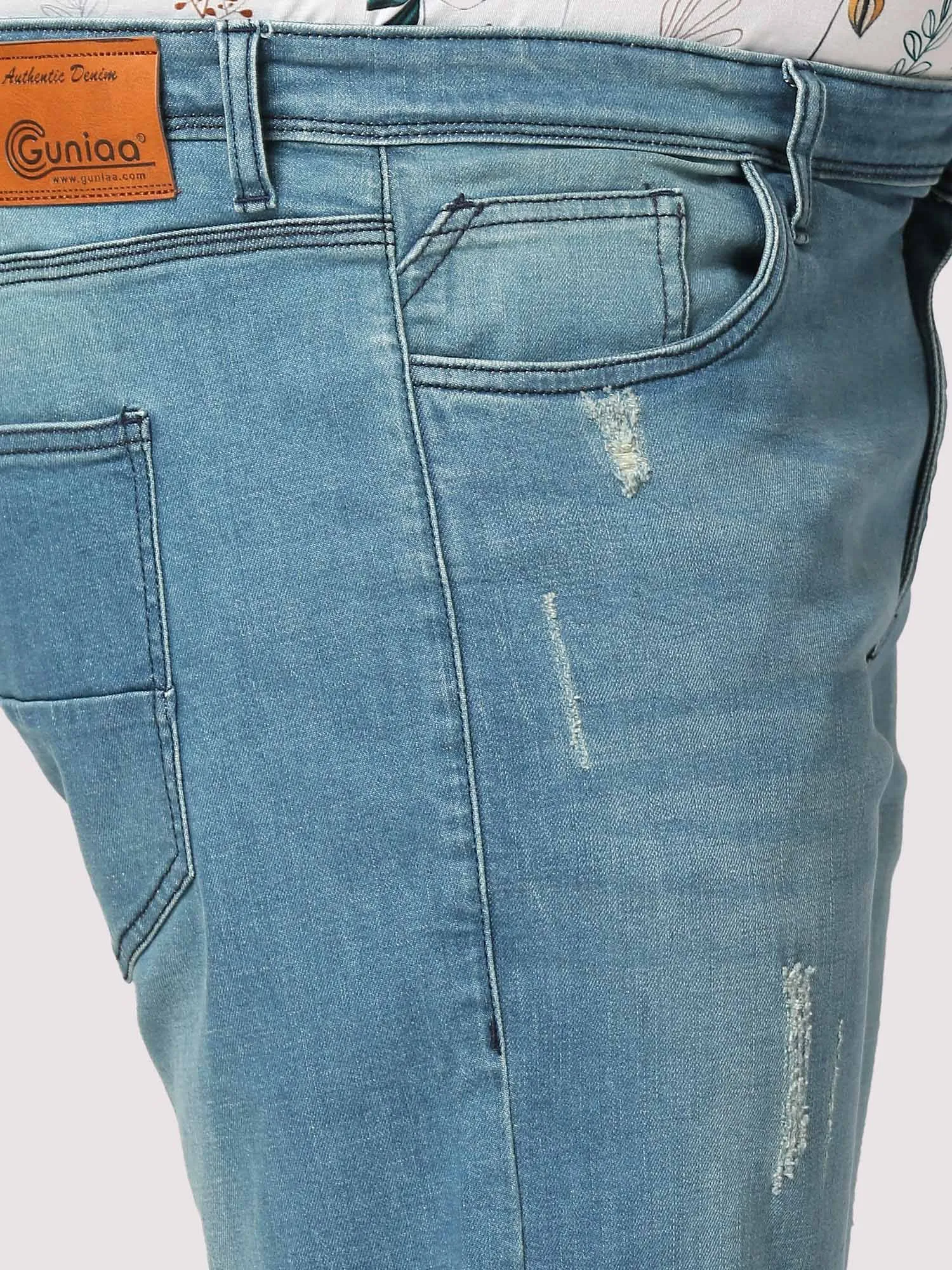 Blue Distressed Jeans Men's Plus Size