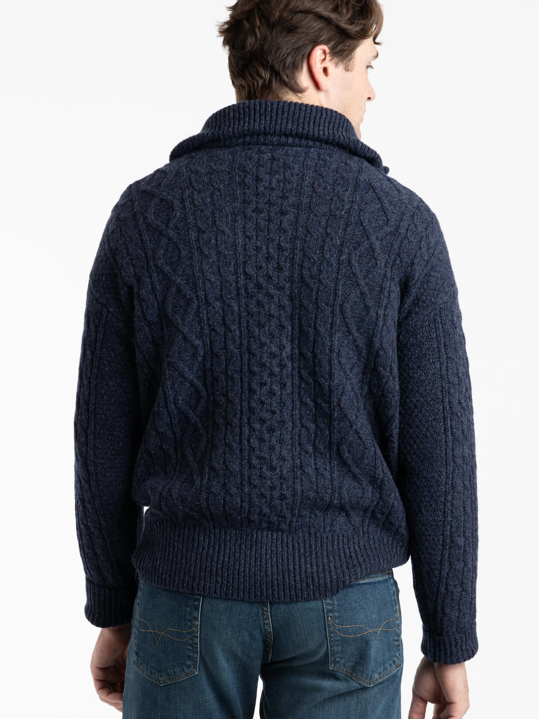 Blue Wool Quarter Zip Knit