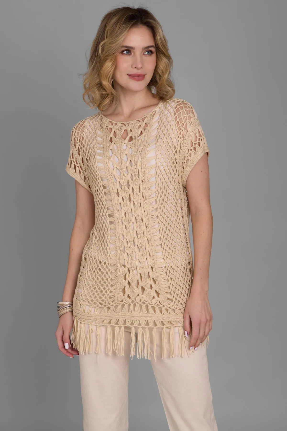 Bohemian Crochet Fringed Tunic