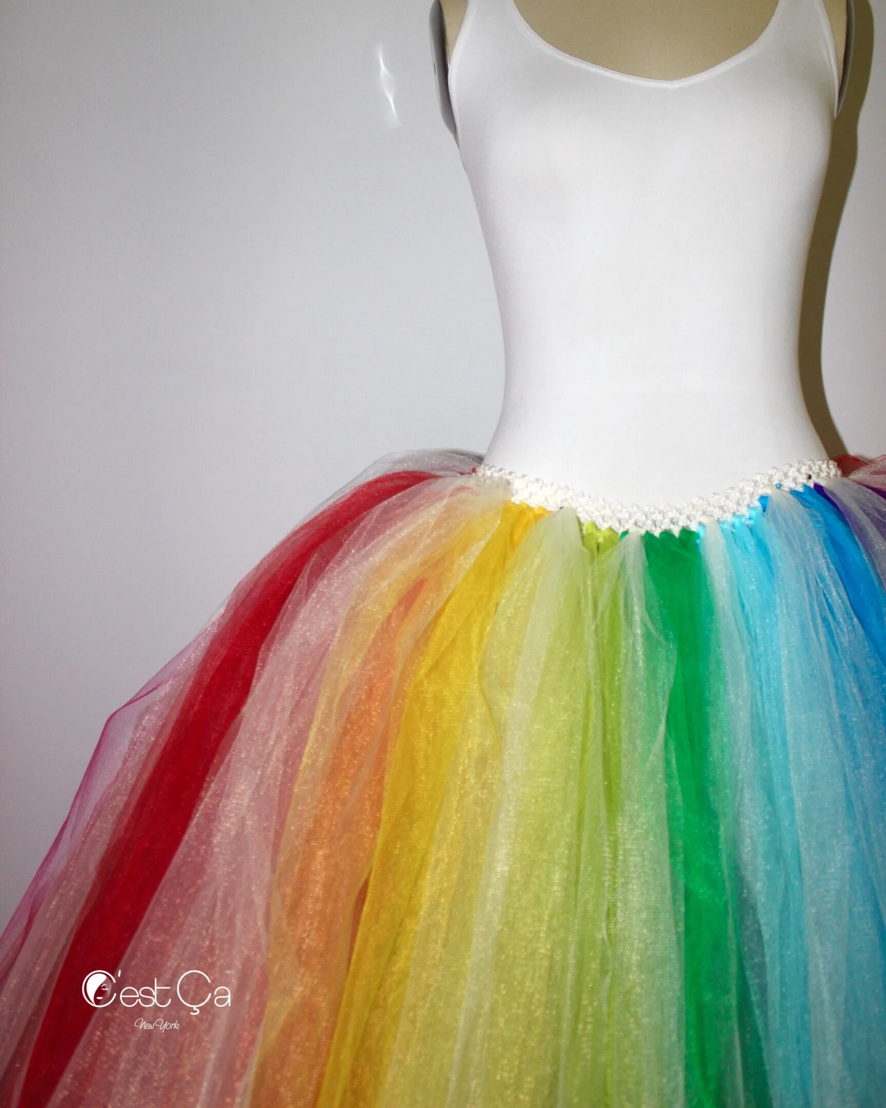 Bright Rainbow Maxi Tulle Skirt