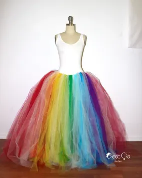 Bright Rainbow Maxi Tulle Skirt