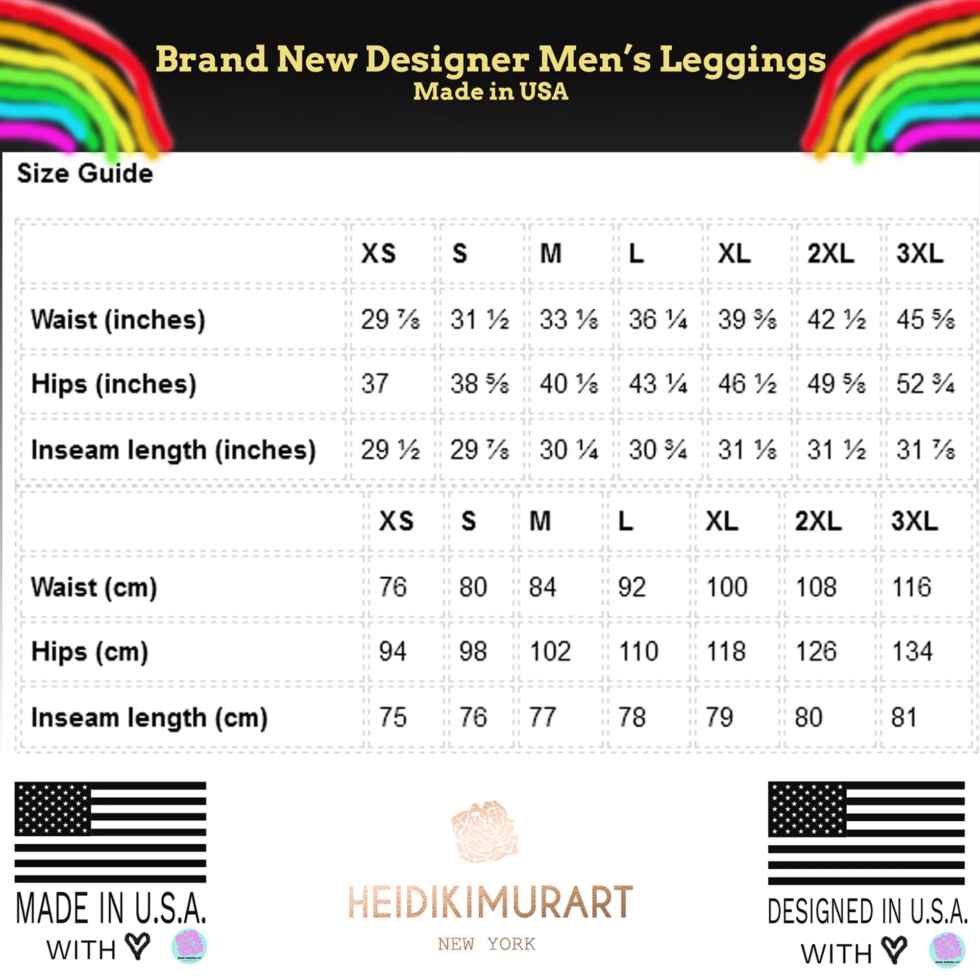 Bright Rainbow Men's Leggings, Colorful Gay Pride Festival Parade Tights-Made in USA/EU/MX