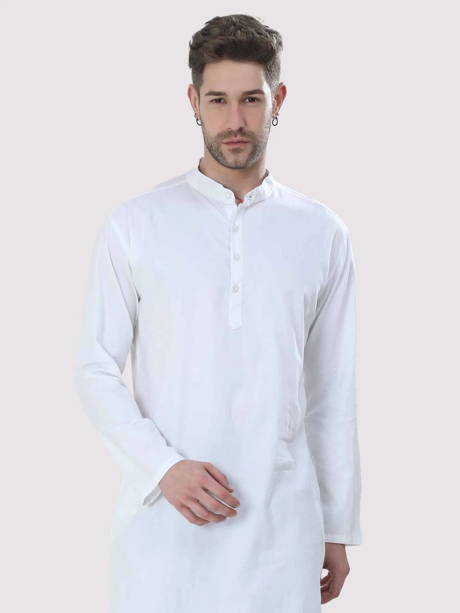 Bright White Solid Kurta