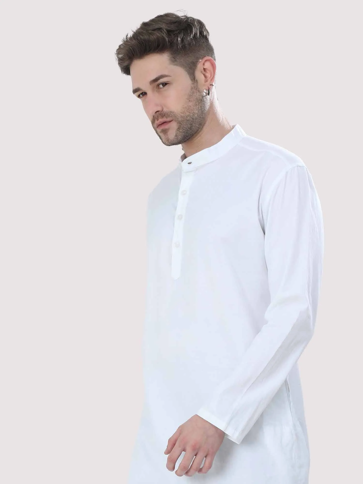 Bright White Solid Kurta