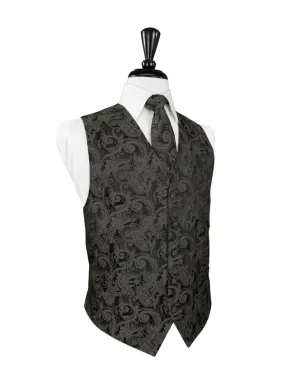 Charcoal Tapestry Tuxedo Vest and Tie Set