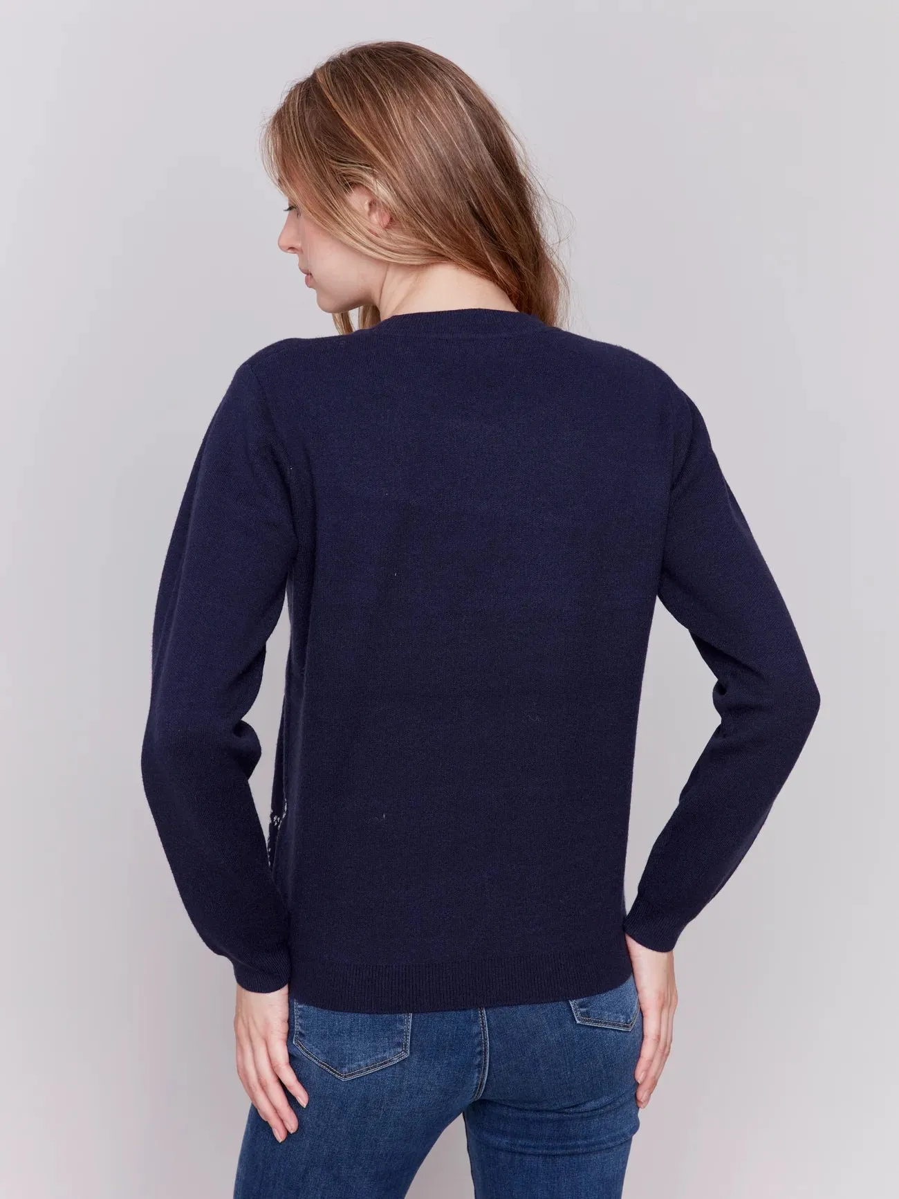 Charlie B Crew-Neck Sweater With Lurex Mix Yarn - C2763-101C