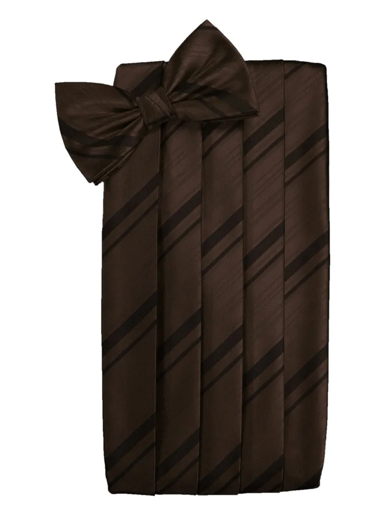 Chocolate Striped Satin Cummerbund Set