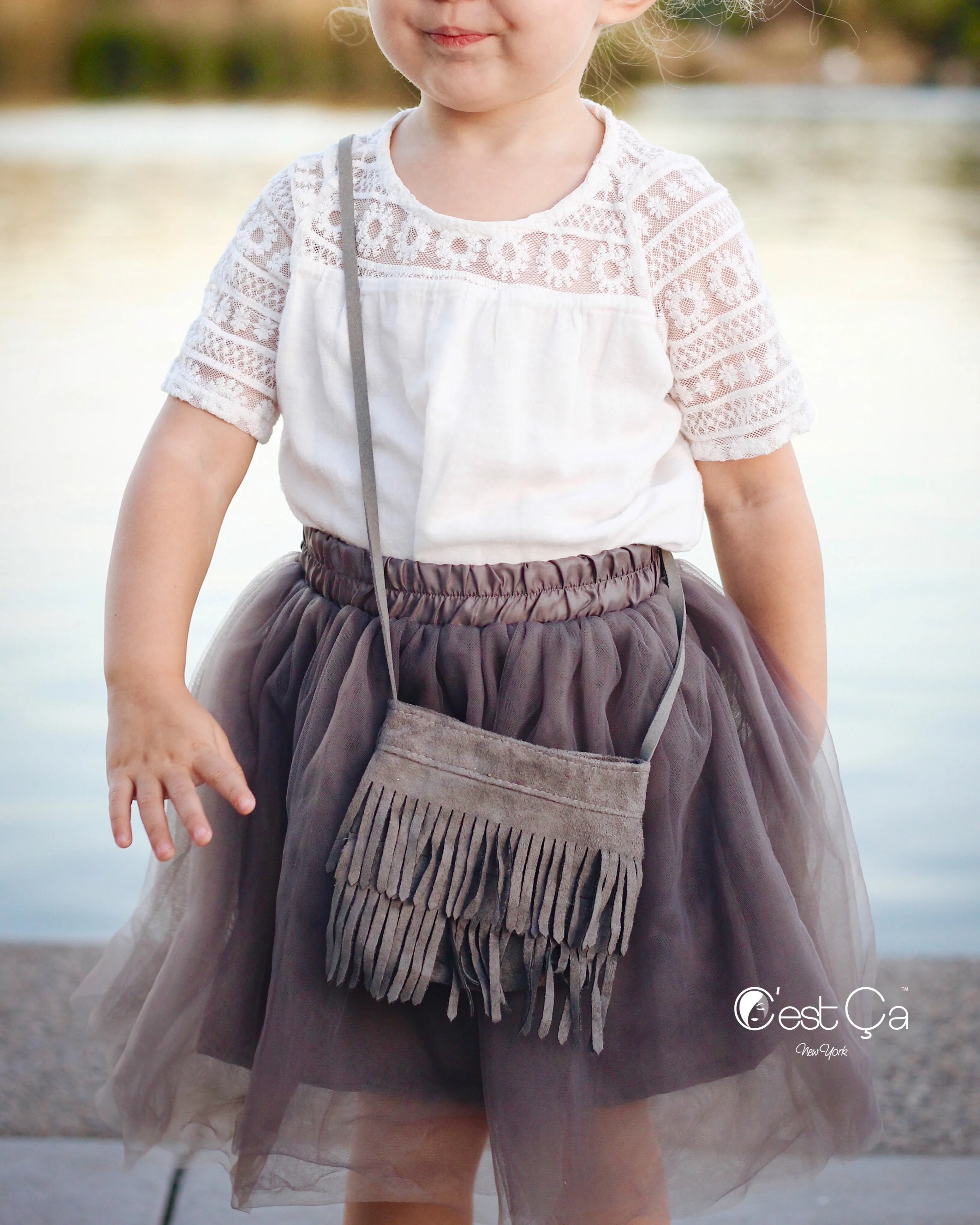 Claire Kids Ash Gray Soft Tulle Skirt