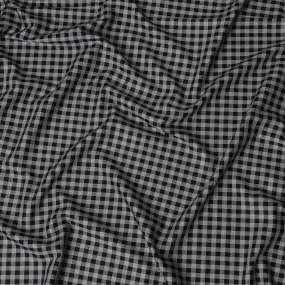 Classic Black and White Gingham Cotton Shirting Fabric, Satin Finish, 150 cm Wide-D19193