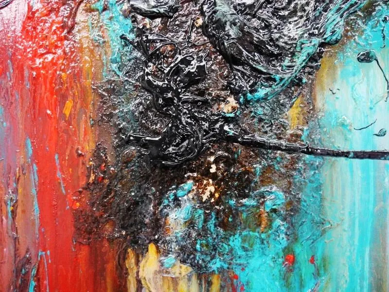 Cobalt Dash 160cm x 100cm Teal Red Abstract Painting (SOLD)